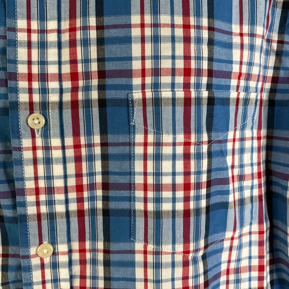 Chaps Men's XL Red Blue‎ Plaid Button Down Shirt Long Sleeve Casual 100%Cotton - Picture 11 of 15